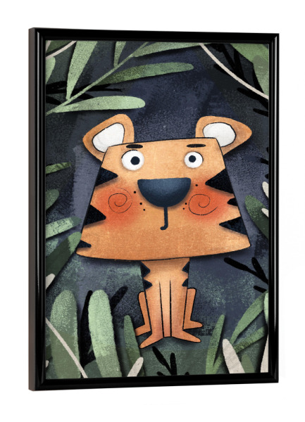 Poster mit schwarzem Rahmen "Nelli Suneli - Dschungel Löwe" artboxONE - Natur,Für Kinder,Tiere