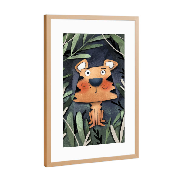 Poster mit Rahmen Kupfer "Nelli Suneli - Dschungel Löwe" artboxONE - Natur,Für Kinder,Tiere