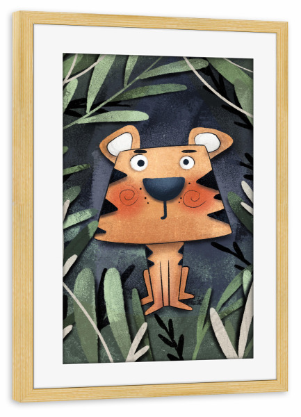 Poster mit Rahmen kiefer "Nelli Suneli - Dschungel Löwe" artboxONE - Natur,Für Kinder,Tiere