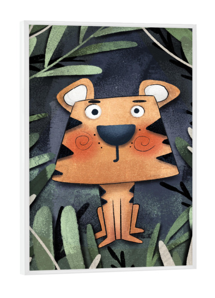 Poster mit weißem Rahmen "Nelli Suneli - Dschungel Löwe" artboxONE - Natur,Für Kinder,Tiere