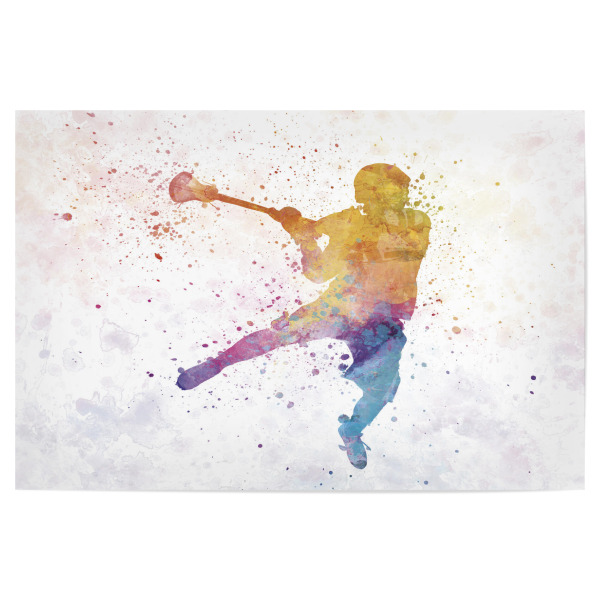 Poster 30x20 cm "Lacrosse Man Player-b" artboxONE - Sport - Sport,Sports,Color,Illustration,Watercolor,Competition,Lacrosse,Sticks,Ball,Bunt,Colorful