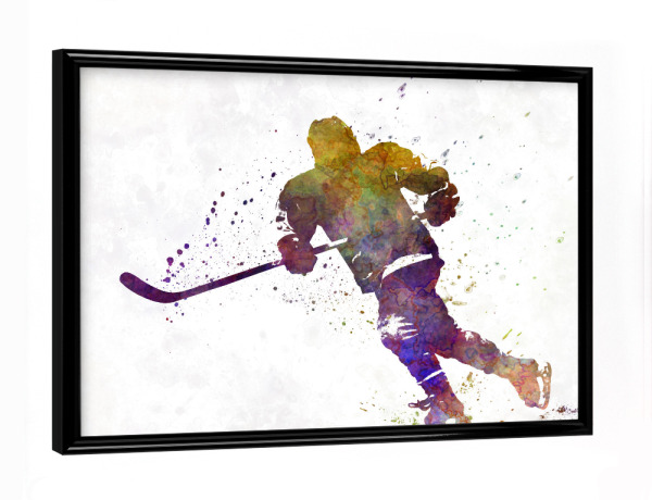 Poster mit schwarzem Rahmen "Hockey skater with stick" artboxONE - Sport
