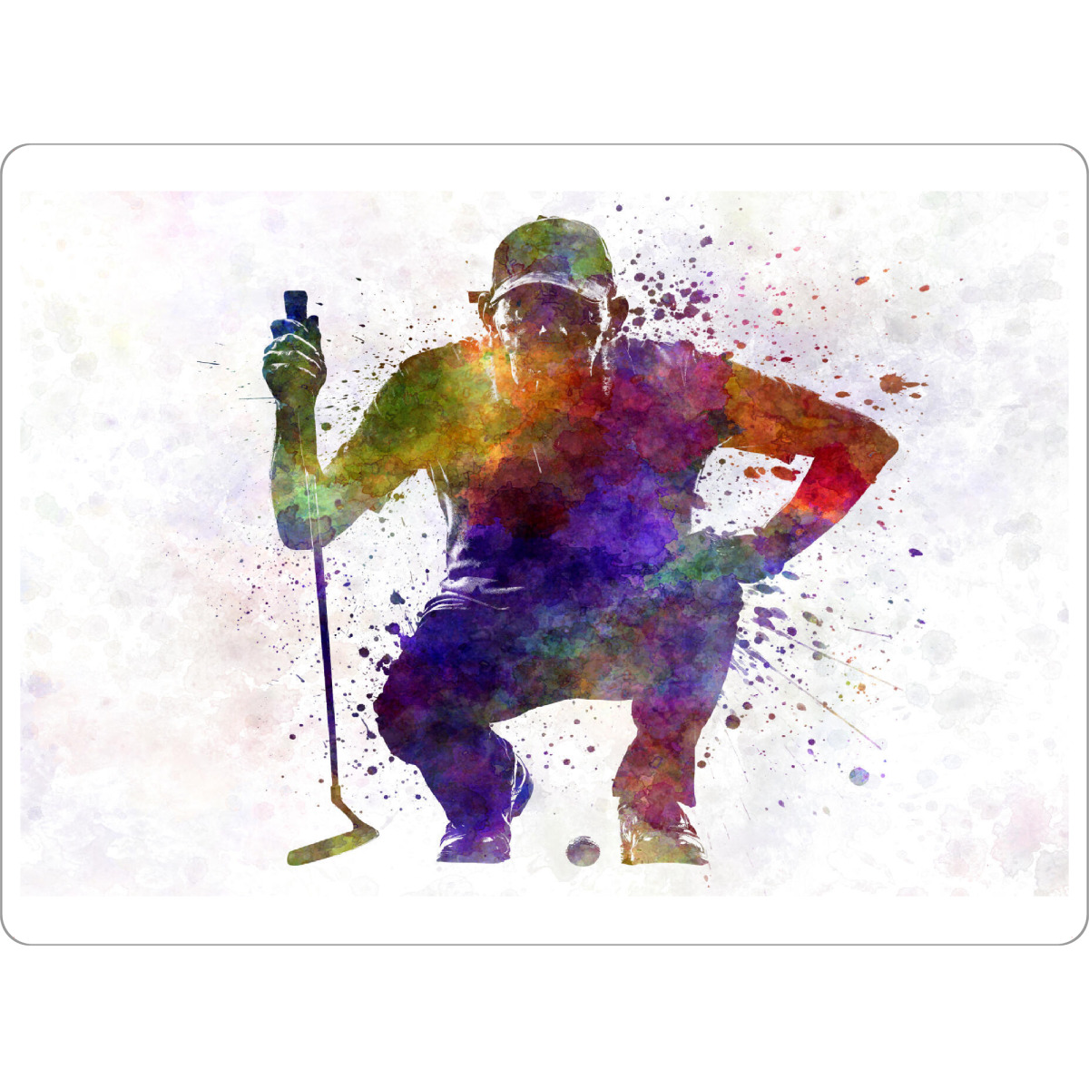 Tischset "Man golfer crouching silhouette" artboxONE - Sport - Sport,Sports,Color,Illustration,Golf,Golfer,Stick,Golf club,Stroke,Golf course,Hole