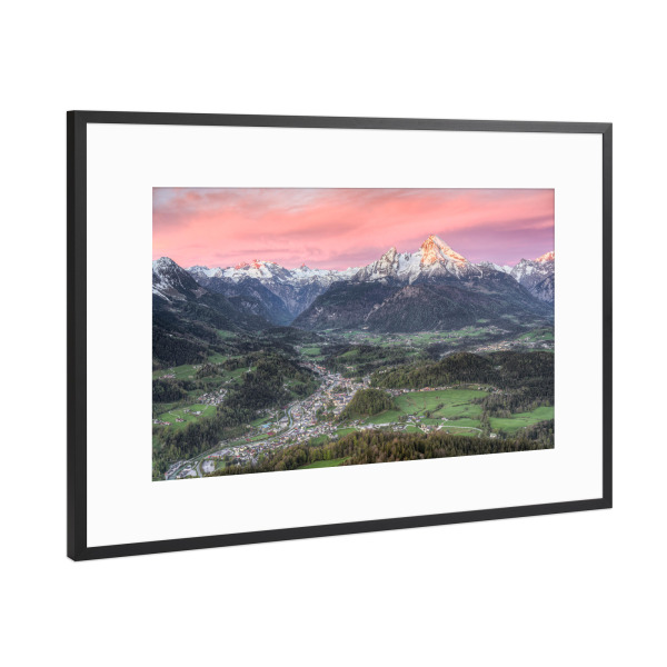 Poster mit Rahmen Schwarz (Metallic) "Berchtesgaden und Watzmann" artboxONE - Städte,Natur,Reise