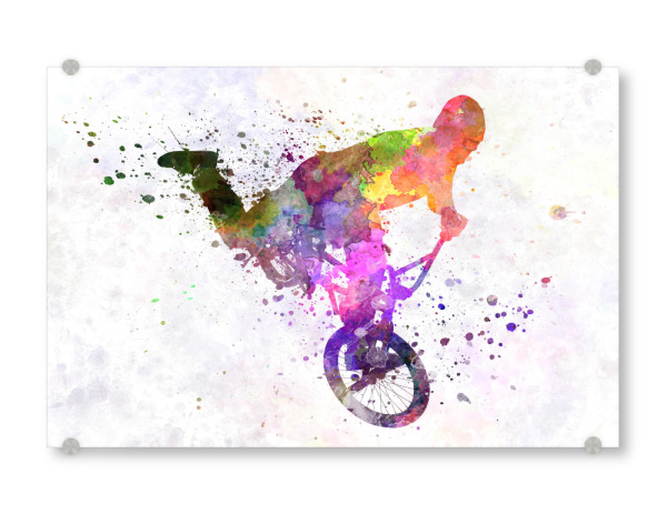 Acrylglasbild "Man exercising bmx acrobatic" artboxONE - Sport
