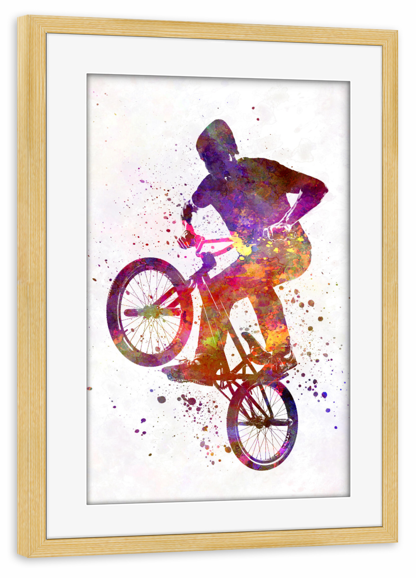 Poster mit Rahmen kiefer "Man bmx acrobatic figure" artboxONE - Sport
