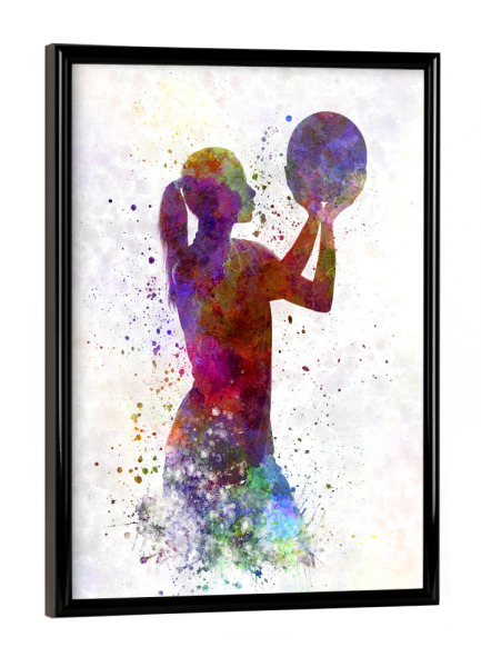 Poster mit schwarzem Rahmen "Young woman basketball player-c" artboxONE - Sport