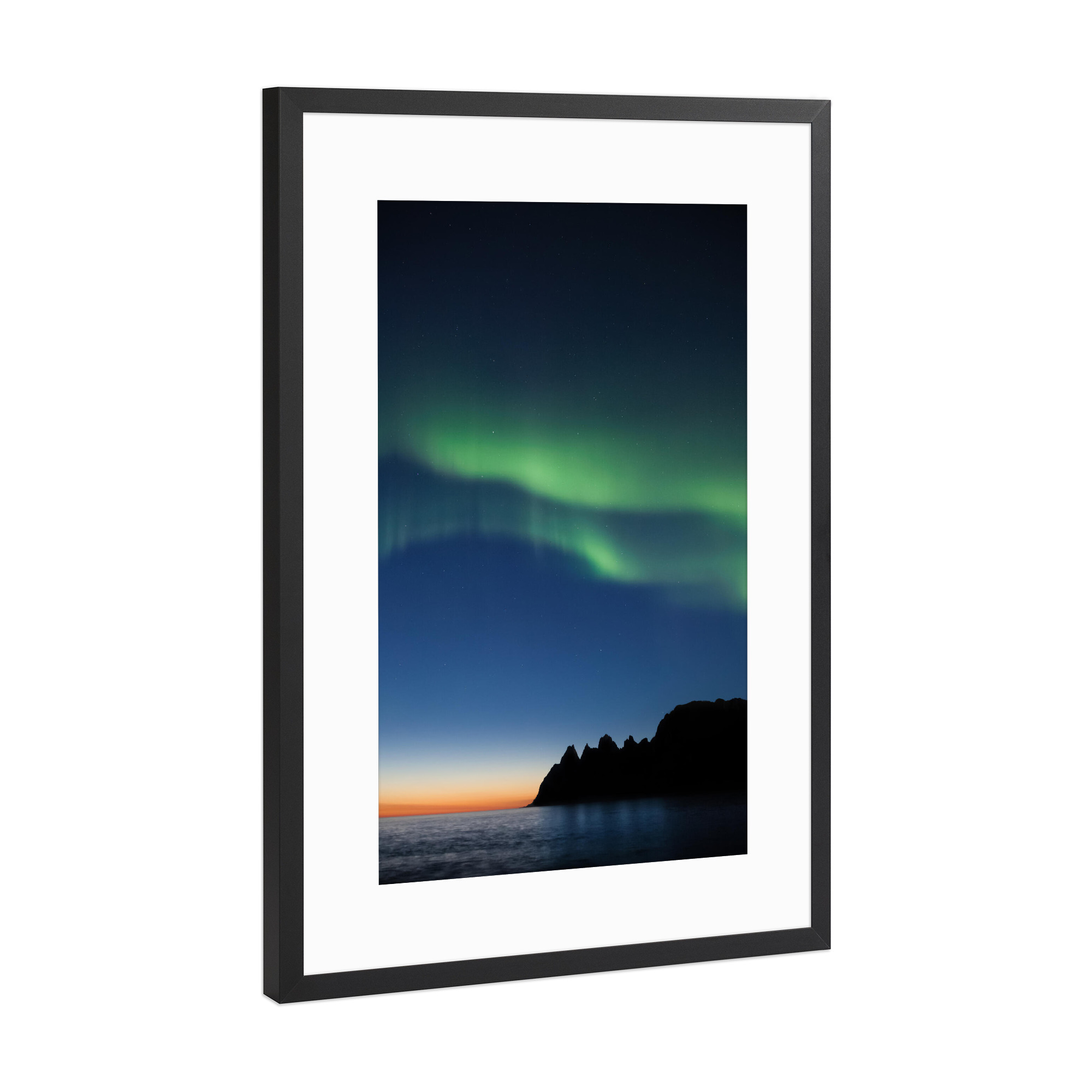 Poster mit Rahmen Schwarz (Metallic) "Nordlichter" artboxONE - Natur