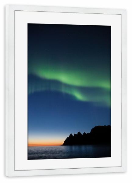 Poster mit Rahmen weiß "Nordlichter" artboxONE - Natur