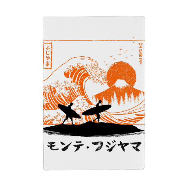 Metall Poster "Surfing the wave in Japan" artboxONE - Reise,Reise / Strand und Meer,Städte / Tokio