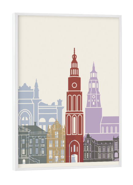 Poster mit weißem Rahmen "Groningen skyline" artboxONE - Städte,Architektur