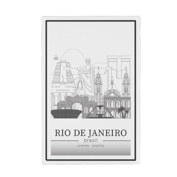 Holzbild "Rio de Janeiro skyline line art" artboxONE - Städte,Reise,Architektur,Städte / Rio de Janeiro,Kartografie