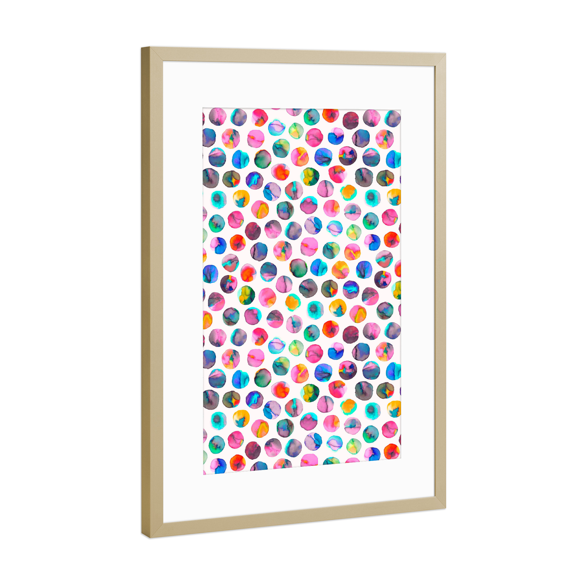 Poster mit Rahmen Gold "Ink Marbles Dots Colorful" artboxONE - Für Kinder,Geometrie,Lustig