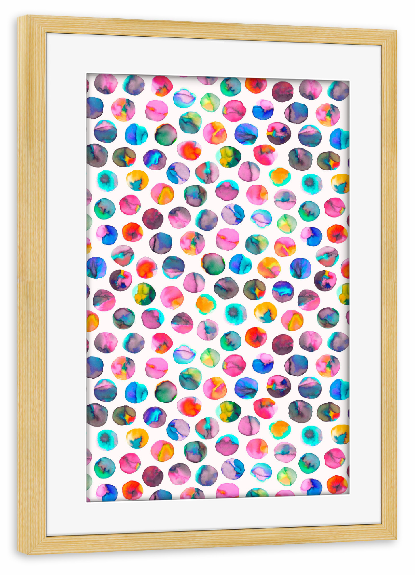Poster mit Rahmen kiefer "Ink Marbles Dots Colorful" artboxONE - Für Kinder,Geometrie,Lustig