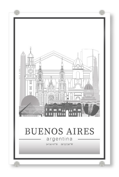 Acrylglasbild "Buenos Aires skyline line art" artboxONE - Städte,Reise,Architektur,Kartografie