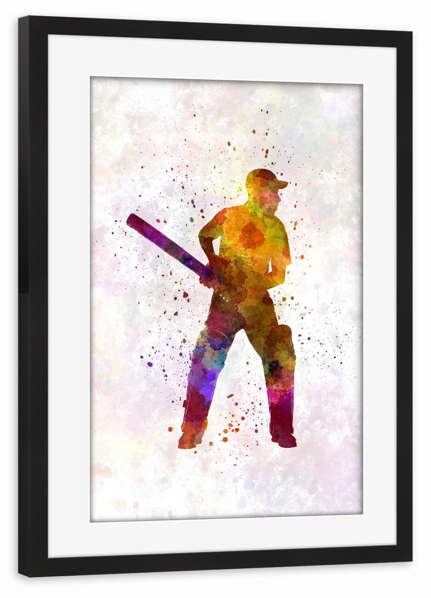 Poster mit Rahmen schwarz "Cricket player batsman-g" artboxONE - Sport