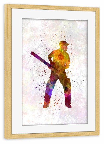 Poster mit Rahmen kiefer "Cricket player batsman-g" artboxONE - Sport