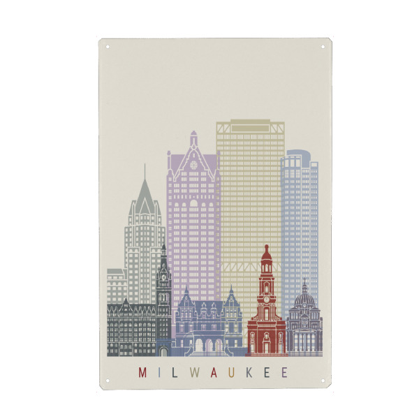 Holzbild "Milwaukee skyline" artboxONE - Städte,Architektur