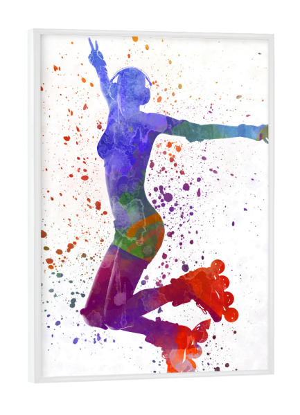Poster mit weißem Rahmen "Woman in roller skates-d" artboxONE - Sport