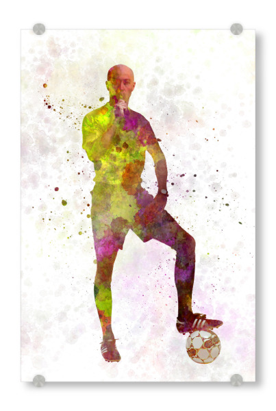 Acrylglasbild "Referee in watercolor" artboxONE - Sport - Sport,Sports,Color,Illustration,Watercolor,Referee,Soccer,Foul,Stadium,Player