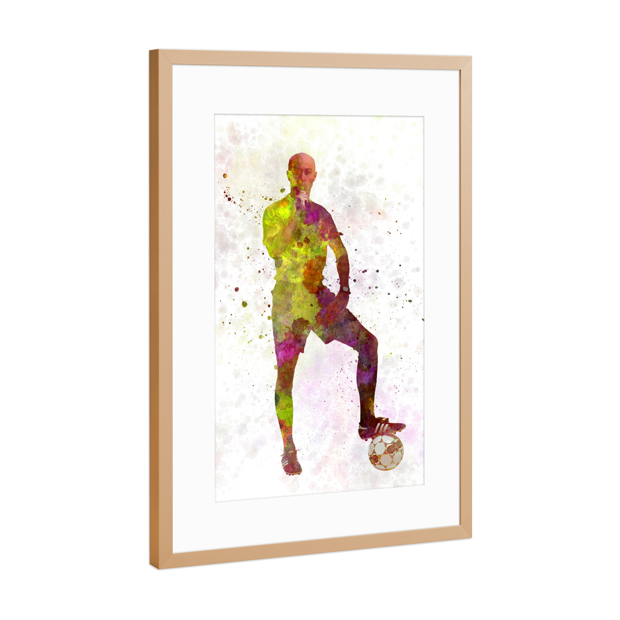 Poster mit Rahmen Kupfer "Referee in watercolor" artboxONE - Sport - Sport,Sports,Color,Illustration,Watercolor,Referee,Soccer,Foul,Stadium,Player