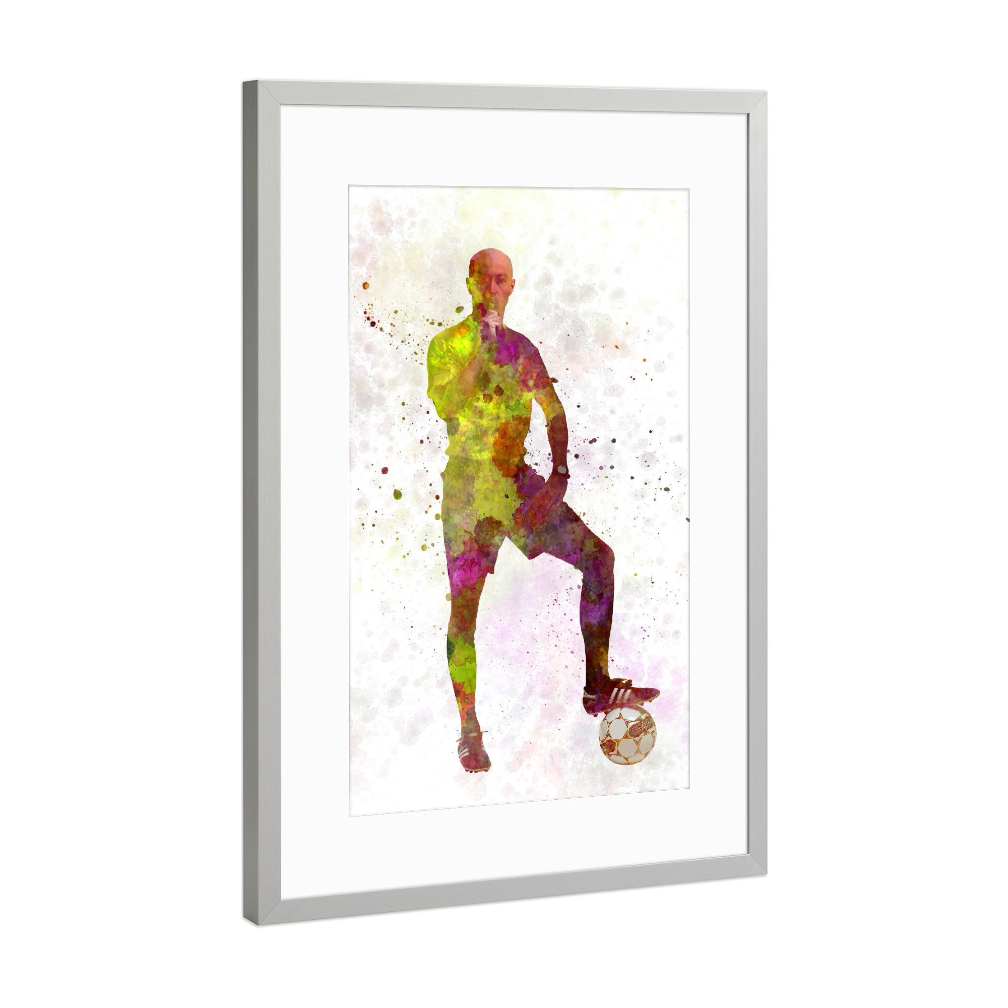 Poster mit Rahmen Silber "Referee in watercolor" artboxONE - Sport - Sport,Sports,Color,Illustration,Watercolor,Referee,Soccer,Foul,Stadium,Player