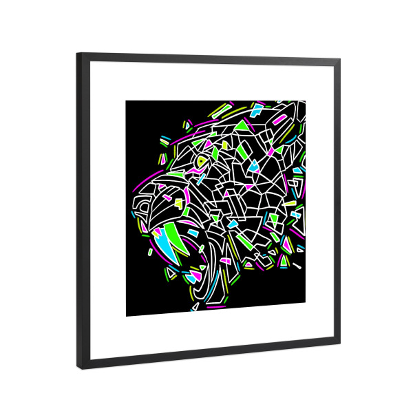 Poster mit Rahmen Schwarz (Metallic) "Neon teeth" artboxONE - Tiere