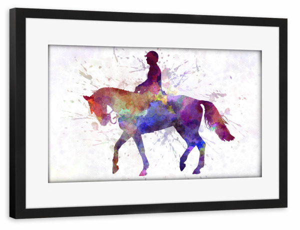 Poster mit Rahmen schwarz "Horse show in watercolor-b" artboxONE - Sport