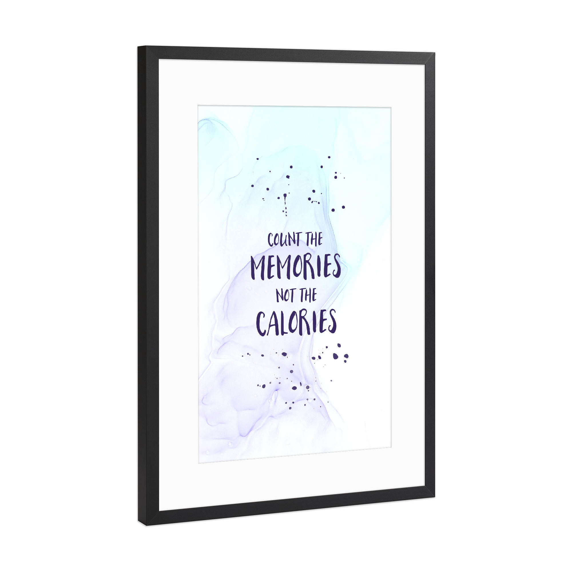 Poster mit Rahmen Schwarz (Metallic) "COUNT THE MEMORIES floating colors" artboxONE - Typografie,Essen & Trinken,Lustig