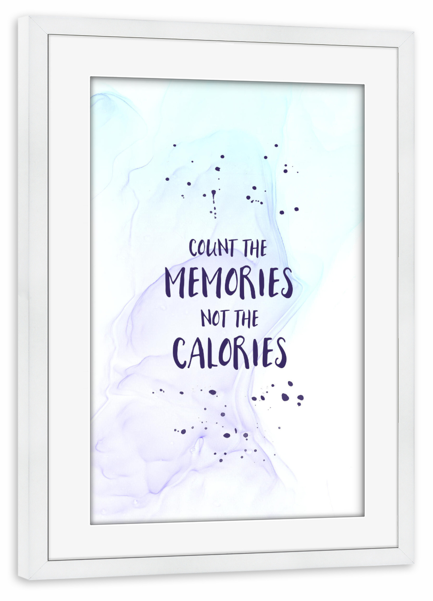 Poster mit Rahmen weiß "COUNT THE MEMORIES floating colors" artboxONE - Typografie,Essen & Trinken,Lustig