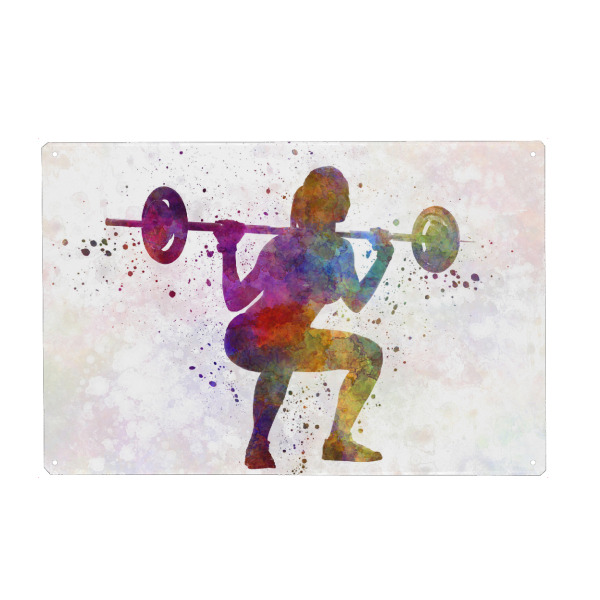 Metall Poster "Body building woman isolated" artboxONE - Sport - Sport,Sports,Color,Illustration,Bodybuilder,Gymnast,Weightlifter,Strength,Bunt