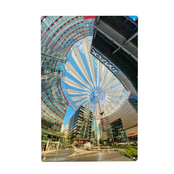 Holzbild "Mittendrin" artboxONE - Städte / Berlin,Architektur - Berlin,Sony center,Architektur,Architecture,Gebäude,Buildings