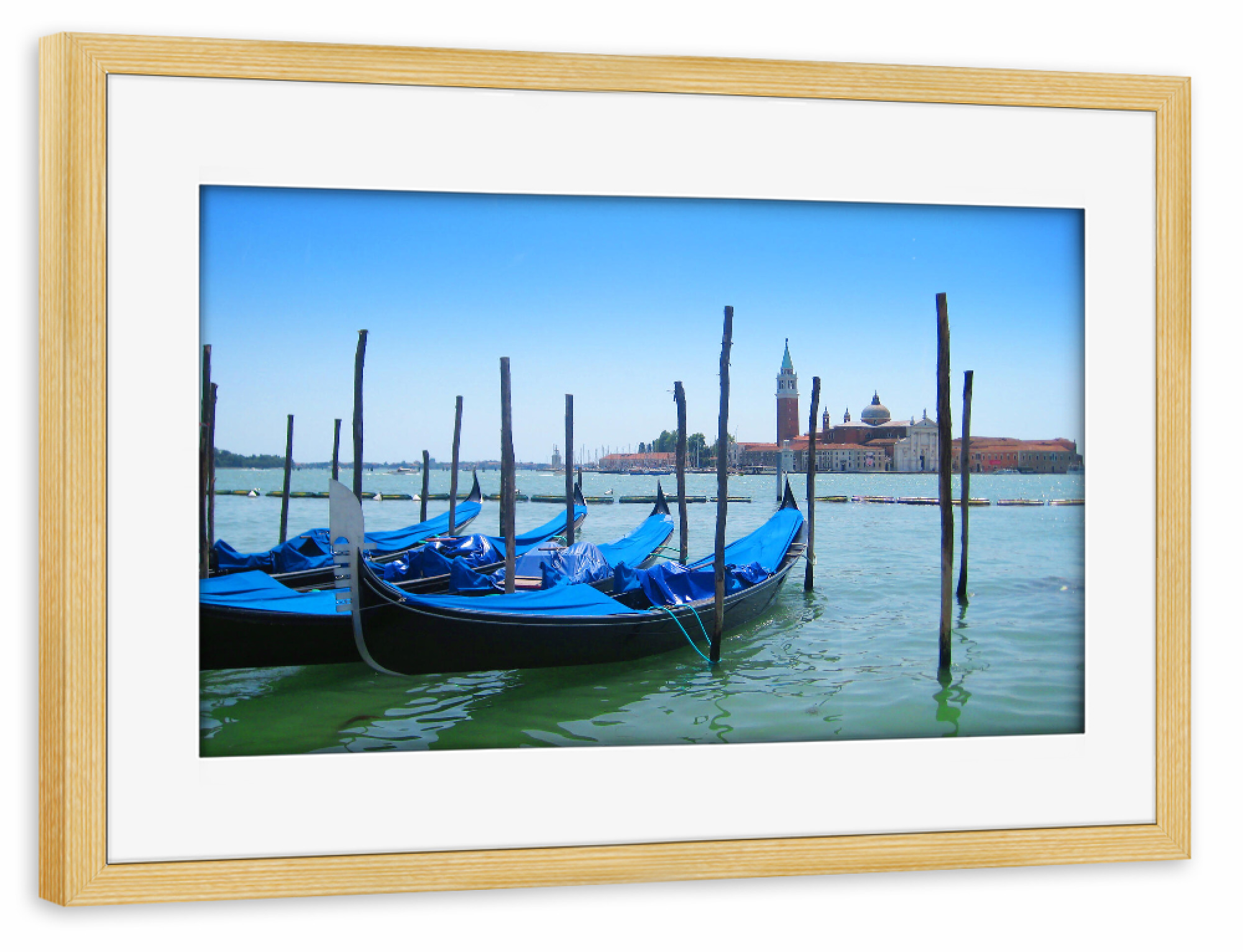 Poster mit Rahmen kiefer "Gondeln in Venedig" artboxONE - Natur,Reise / Strand und Meer,Städte / Venedig