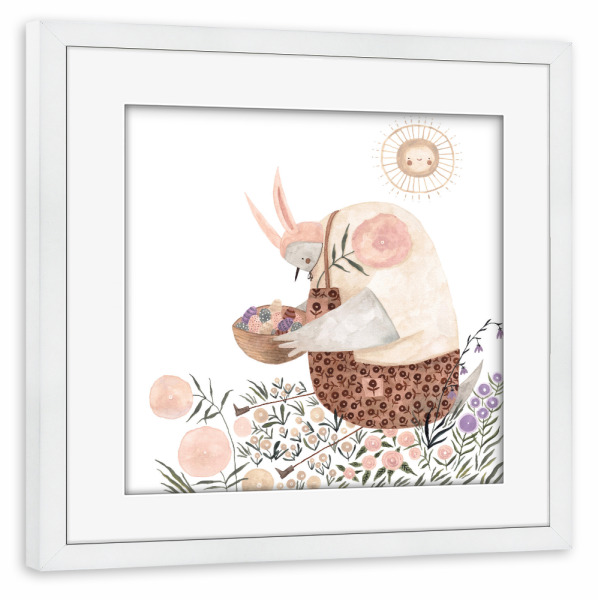 Poster mit Rahmen weiß "Voglhuber - Ostertaube" artboxONE - Natur,Floral,Für Kinder,Tiere