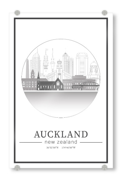 Acrylglasbild "Auckland skyline line art circle" artboxONE - Städte,Reise,Architektur,Kartografie