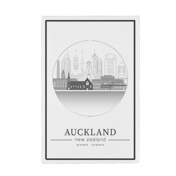 Metall Poster "Auckland skyline line art circle" artboxONE - Städte,Reise,Architektur,Kartografie