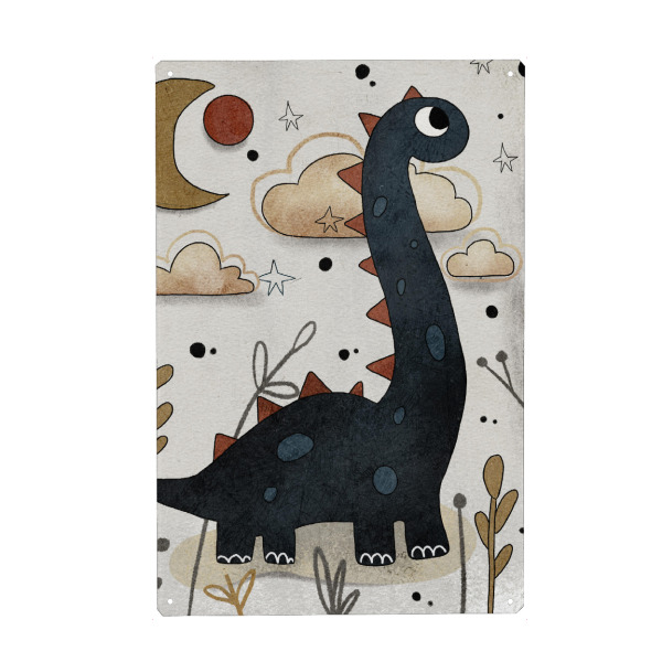 Metall Poster "Nelli Suneli - Langhals Dino" artboxONE - Für Kinder,Tiere,Comic