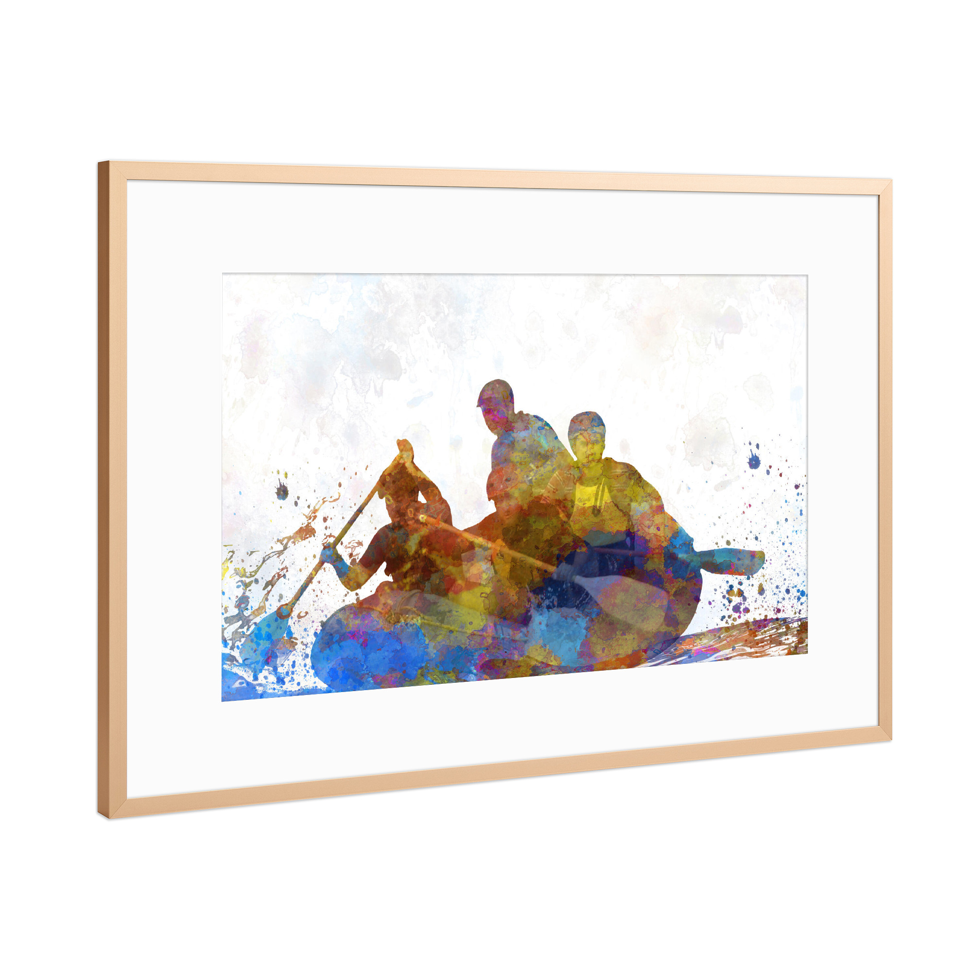 Poster mit Rahmen Kupfer "Rafting in watercolor-b" artboxONE - Sport