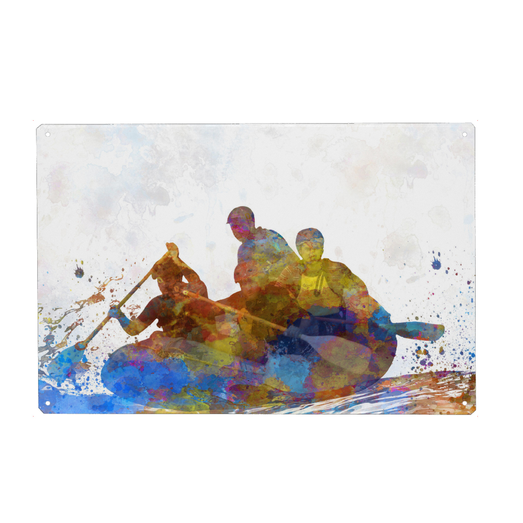 Metall Poster "Rafting in watercolor-b" artboxONE - Sport - Sport,Sports,Color,Watercolor,Canoe,Kayak,Boating,Whitewater,Competition,Rowing,Rafting