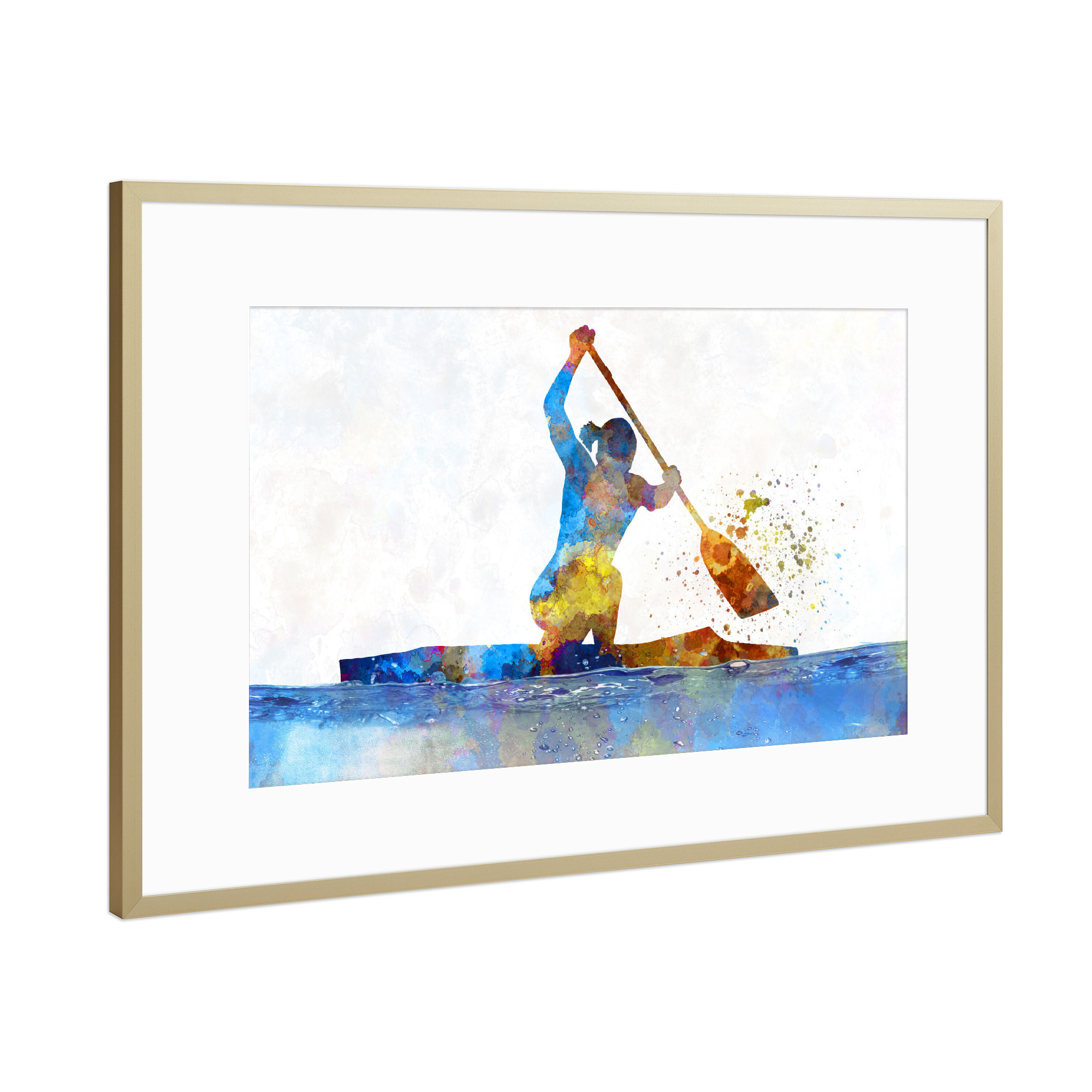 Poster mit Rahmen Gold "Female kayak athletes competing-b" artboxONE - Sport