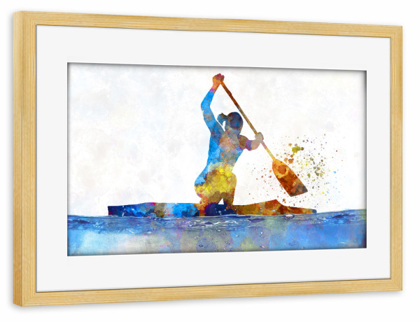 Poster mit Rahmen kiefer "Female kayak athletes competing-b" artboxONE - Sport