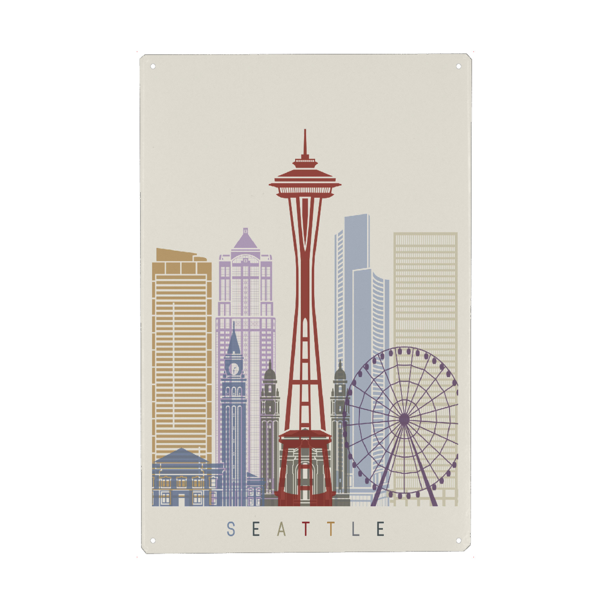 Metall Poster "Seattle skyline-b" artboxONE - Städte,Architektur