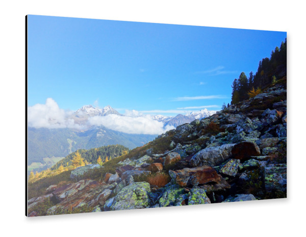 Alu-Dibond "Felsen am Berghang" 30x20 cm artboxONE