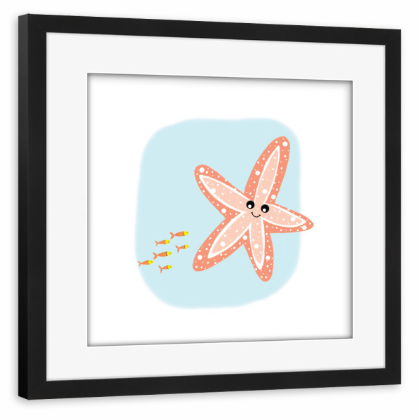 Poster mit Rahmen schwarz "Star fish" artboxONE - Natur,Tiere,Comic,Unterwasser,Lustig