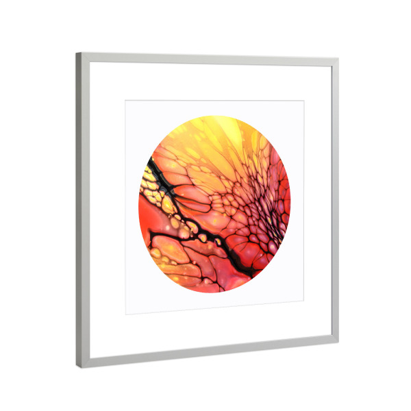 Poster mit Rahmen Silber "Yellow then Red - many Cells" artboxONE - Abstrakt
