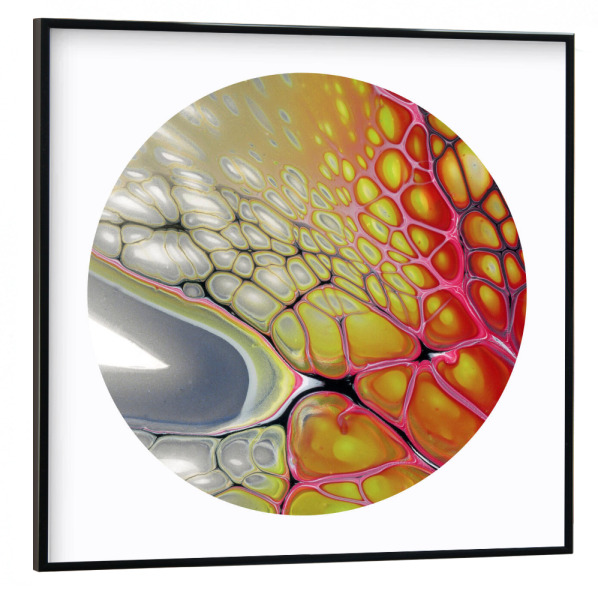 Poster mit schwarzem Rahmen 30x30 cm "Red then Yellow - Cell Art" artboxONE - Abstrakt