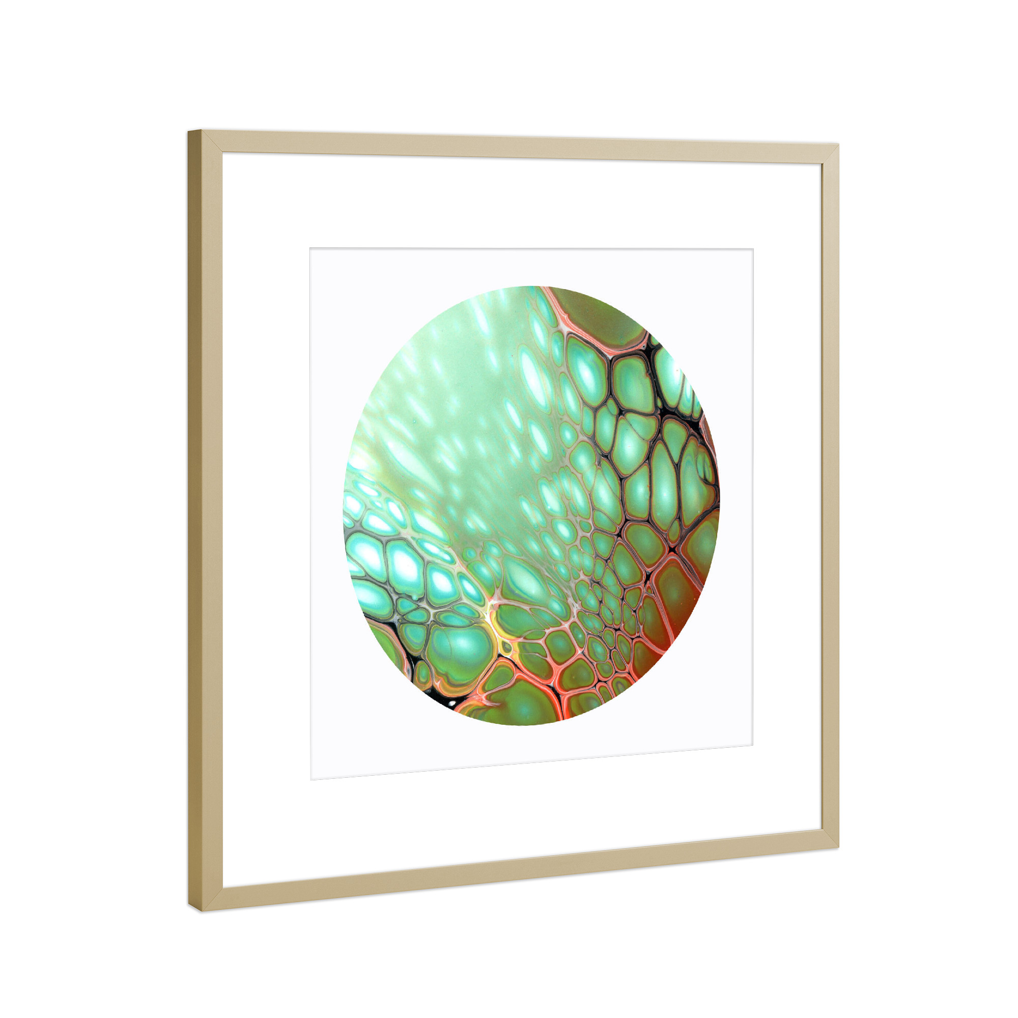 Poster mit Rahmen Gold "There is Light - the green Cells" artboxONE - Abstrakt
