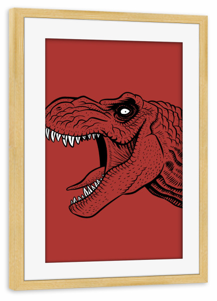 Poster mit Rahmen kiefer "Tattoo T-rex" artboxONE - Tiere,Comic
