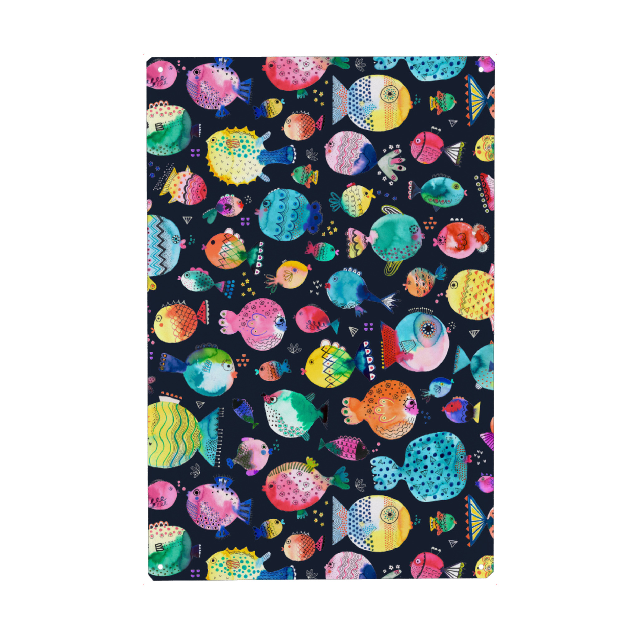Holzbild "Cute Puffer Fishes Navy" artboxONE - Natur,Für Kinder,Tiere