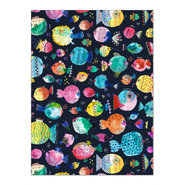 Puzzle Ravensburger "Cute Puffer Fishes Navy" artboxONE - Natur,Für Kinder,Tiere